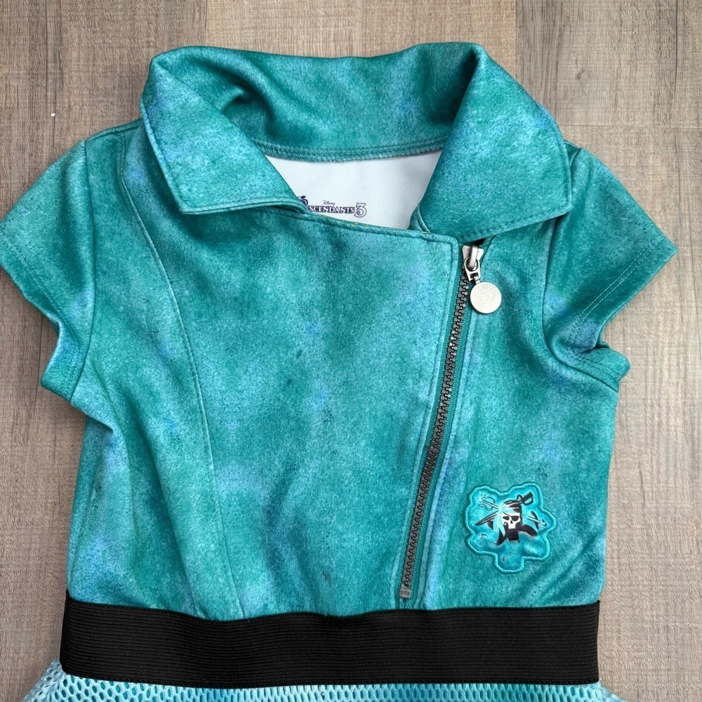 Disney Descendants 3 Teal and Black Kids Costume Size S 6 Mesh Dress - Picture 3 of 8